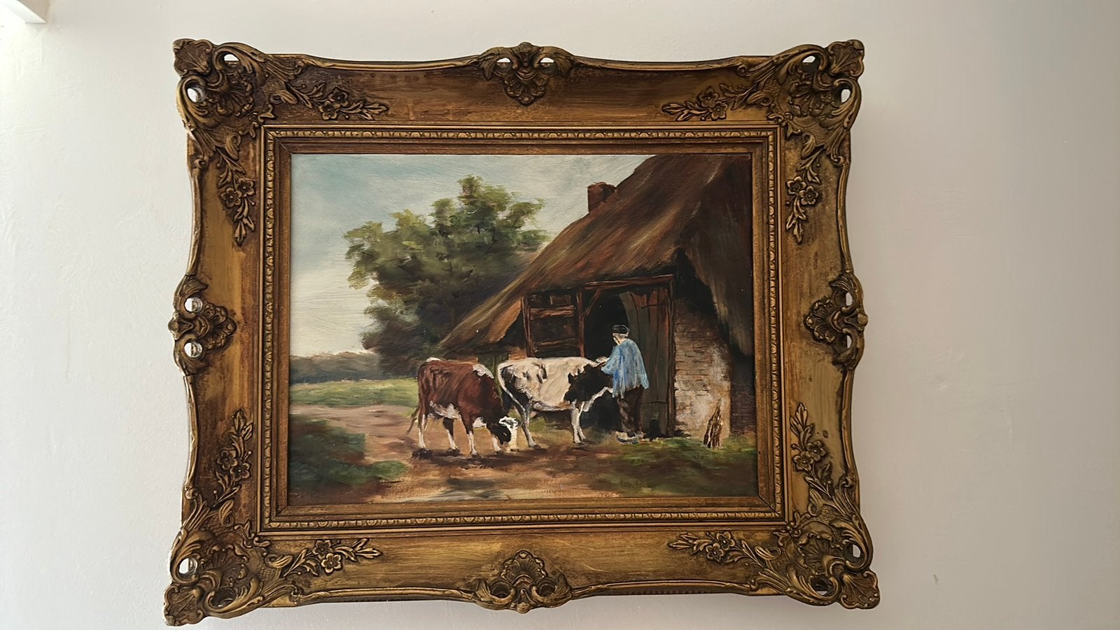 Boer zet vee op stal, Antiek en Kunst, Kunst | Schilderijen | Klassiek, Ophalen