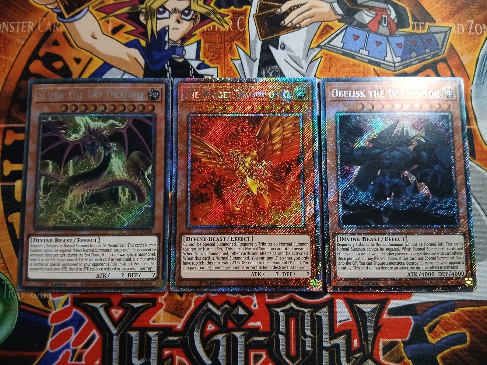 Egyptian God Set - Platinum Secret Rare RA03 - Yu-Gi-Oh, Ophalen of Verzenden, Zo goed als nieuw, Foil