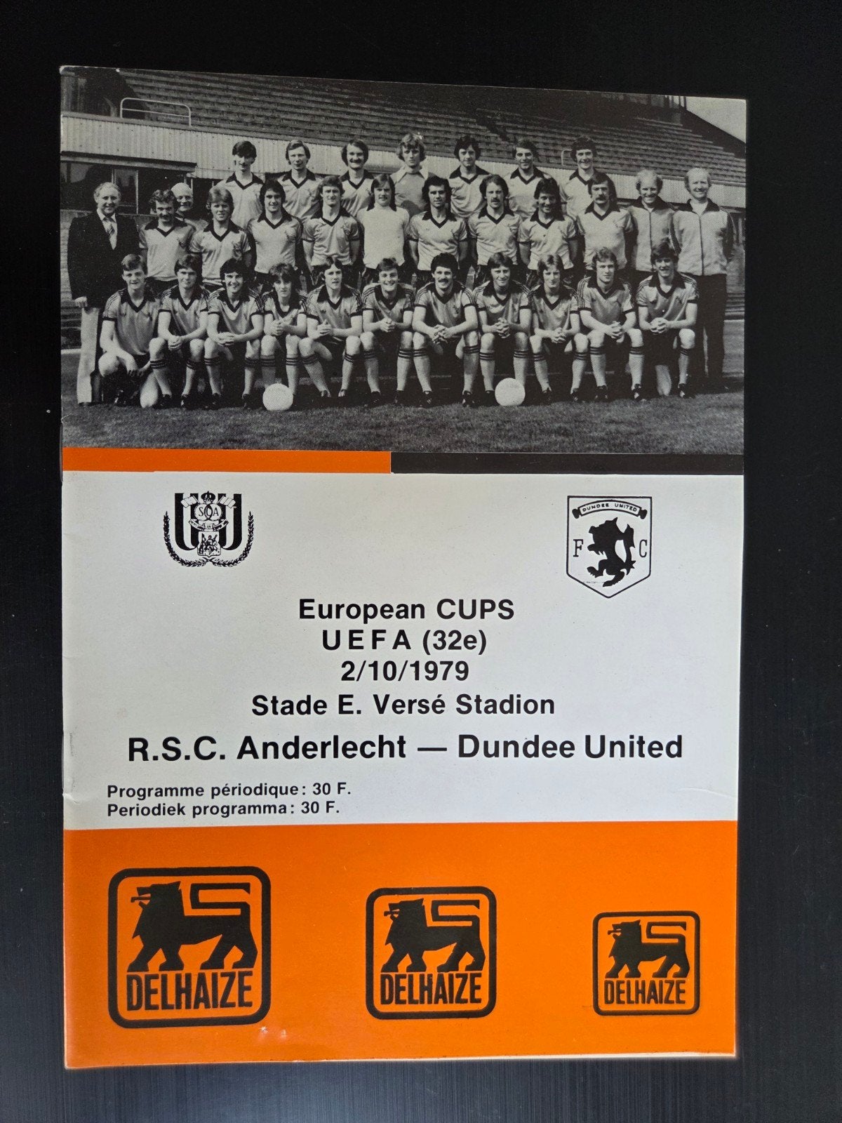 Voetbal programma UEFA CUP 1979 RSC ANDERLECHT DUNDEE UNITED, Ophalen of Verzenden, Buitenlandse clubs, Boek of Tijdschrift