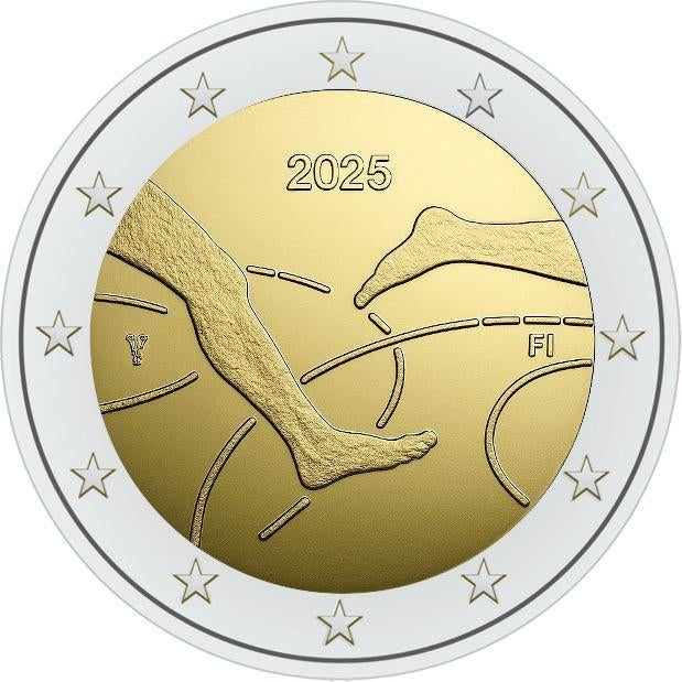 2 euro Finland 2025 - 100 jaar Fins-Zweeds Atletiek (UNC), Postzegels en Munten, Munten | Europa | Euromunten, Ophalen of Verzenden