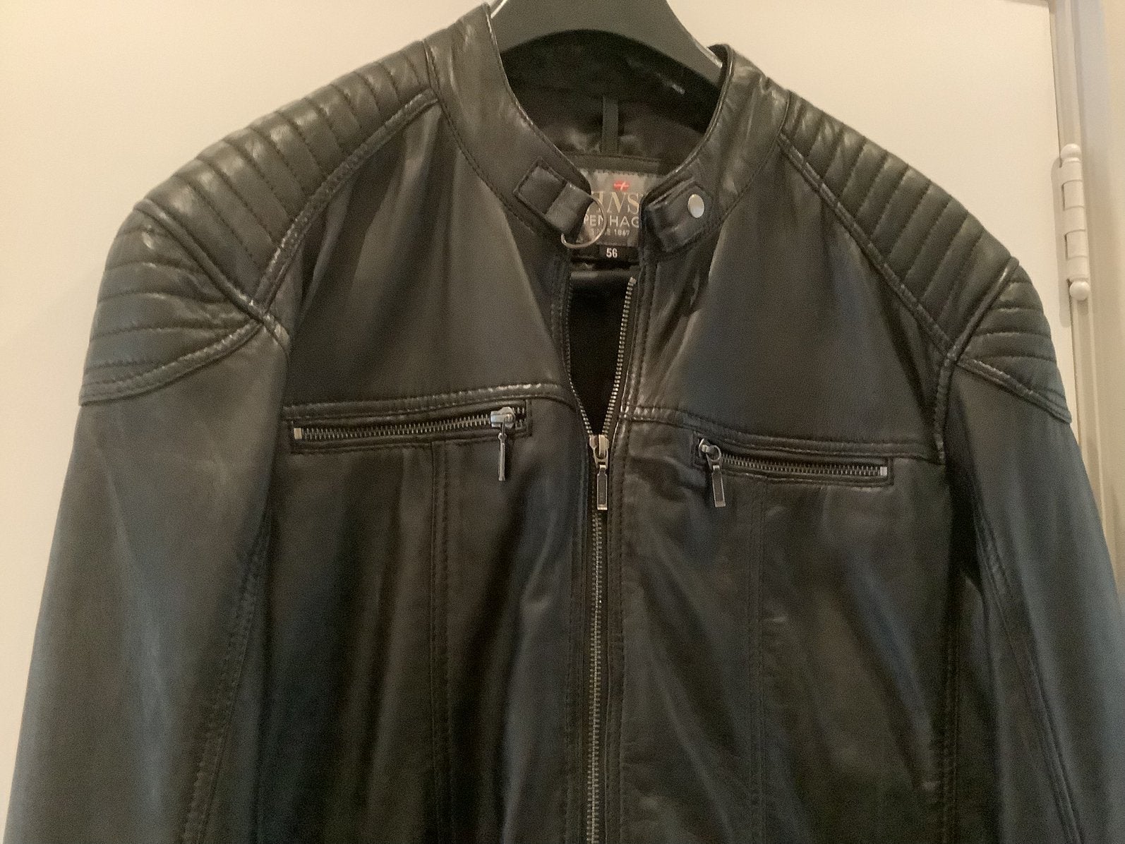Biker jack leer heren jasje maat 56 zwart, Kleding | Heren, Ophalen of Verzenden, Zo goed als nieuw, Maat 56/58 (XL), Zwart