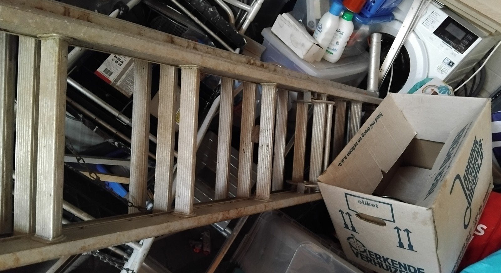 Gebruikte aluminium schuif lader 3x 10spots, Doe-het-zelf en Verbouw, Ladders en Trappen, Ophalen, Gebruikt, 4 meter of meer