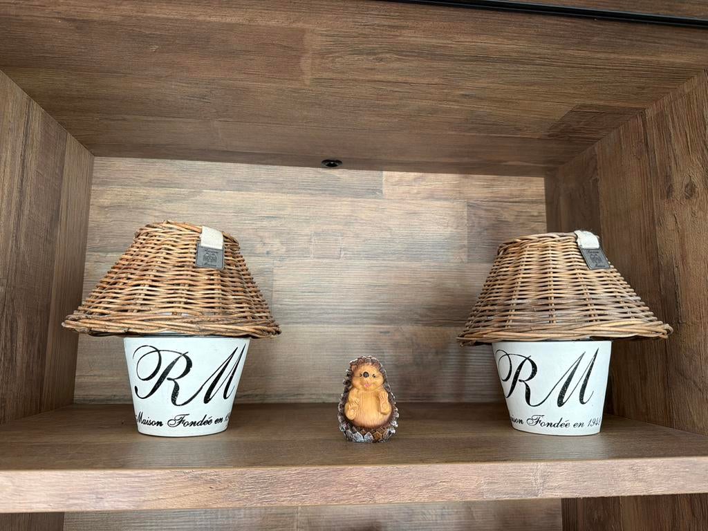 Riviera Maison sfeerlichten met rieten kap, Ophalen of Verzenden, Zo goed als nieuw