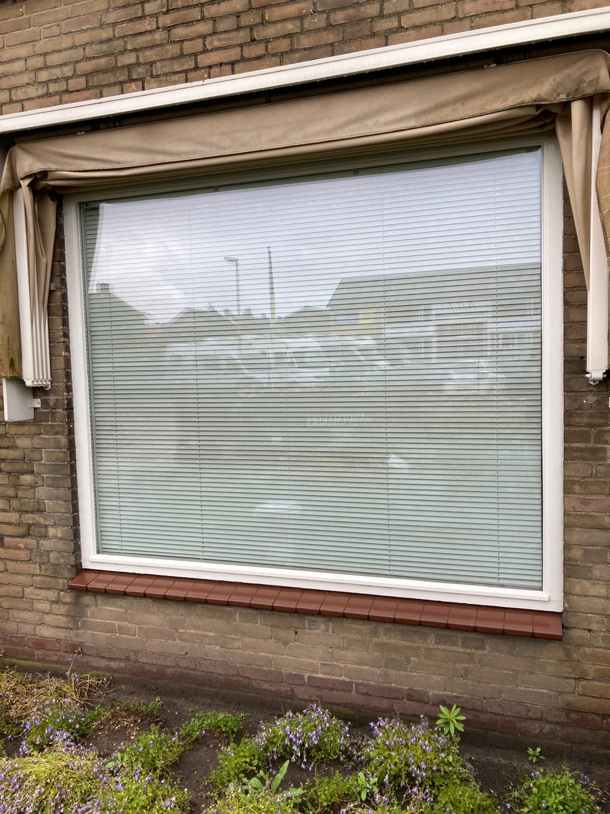 Groot vast houten raamkozijn met dubbel glas (226x186cm), Ophalen, Gebruikt, 150 tot 225 cm, Inclusief glas
