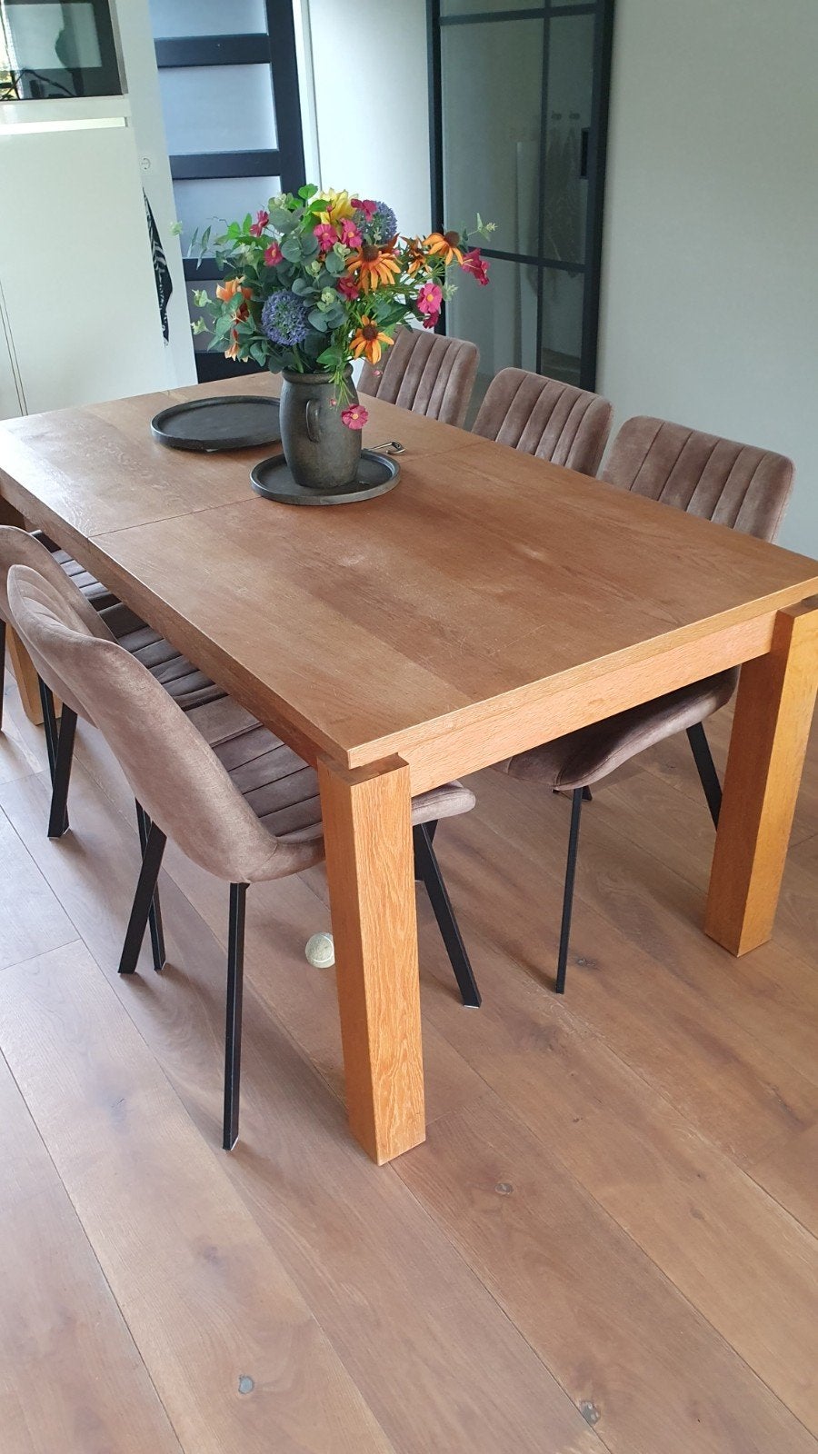 Zware houten uitschuifbare eettafel 180/270x90 cm, Ophalen of Verzenden, Rechthoekig, 150 tot 200 cm, 50 tot 100 cm