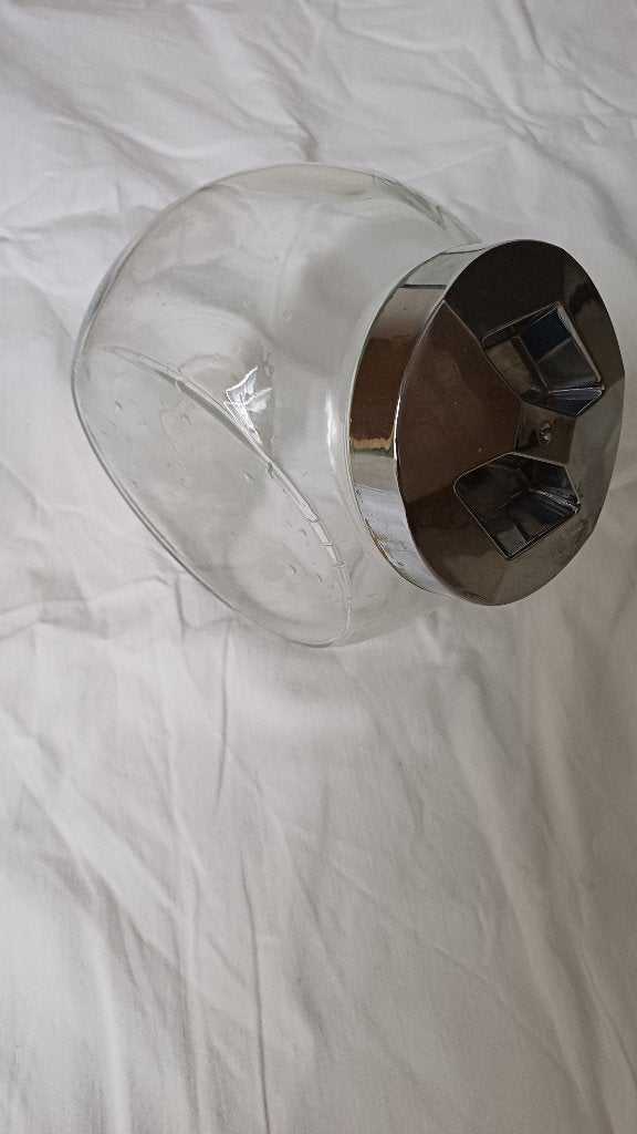 voorraad pot van glas met draaideksel kleur RVS., Huis en Inrichting, Ophalen of Verzenden, Pot, Bus of Blik, Krasbestendig, Glas