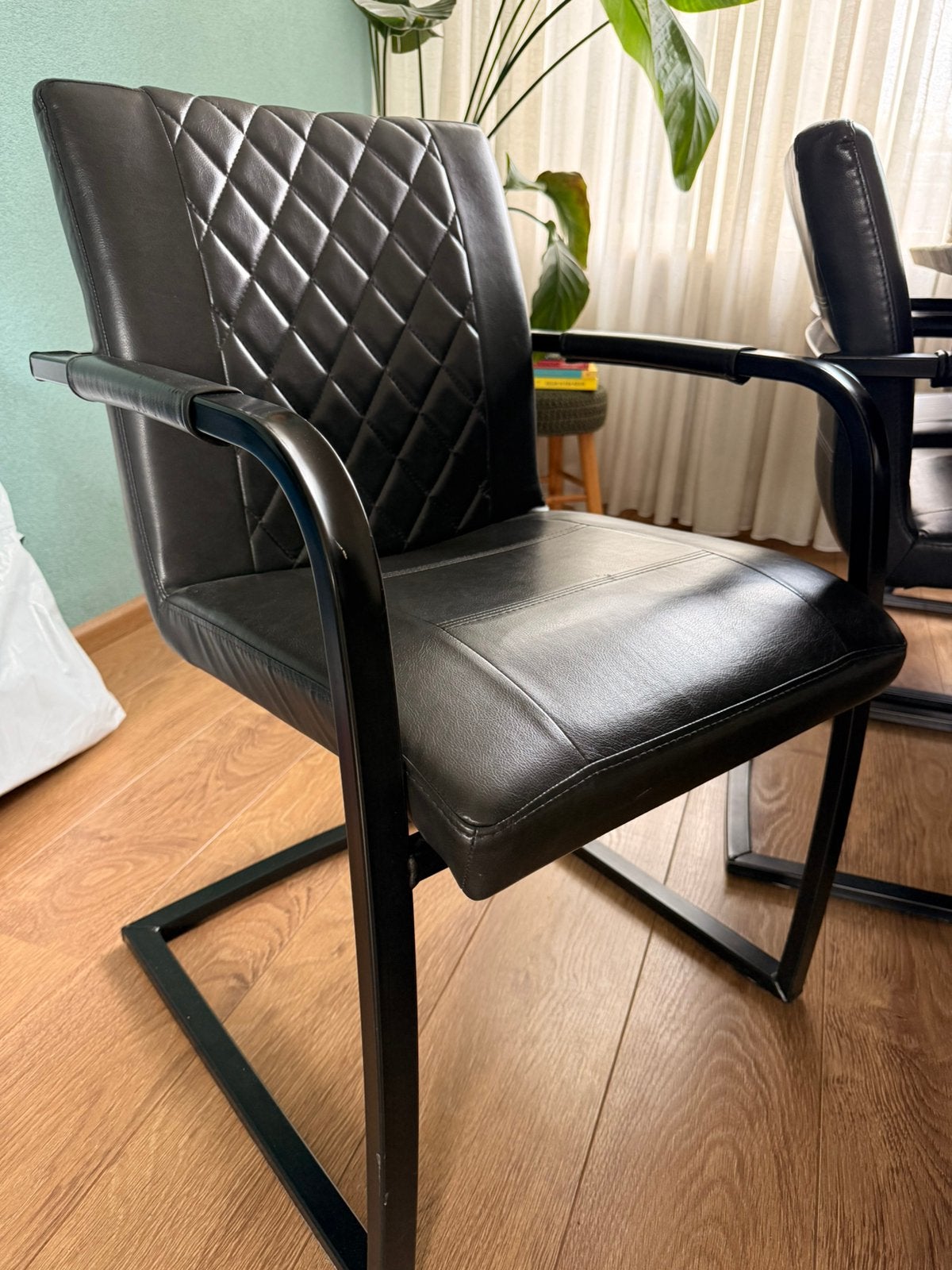 Eetkamerstoelen, Huis en Inrichting, Ophalen, Zwart, Leer, Zo goed als nieuw