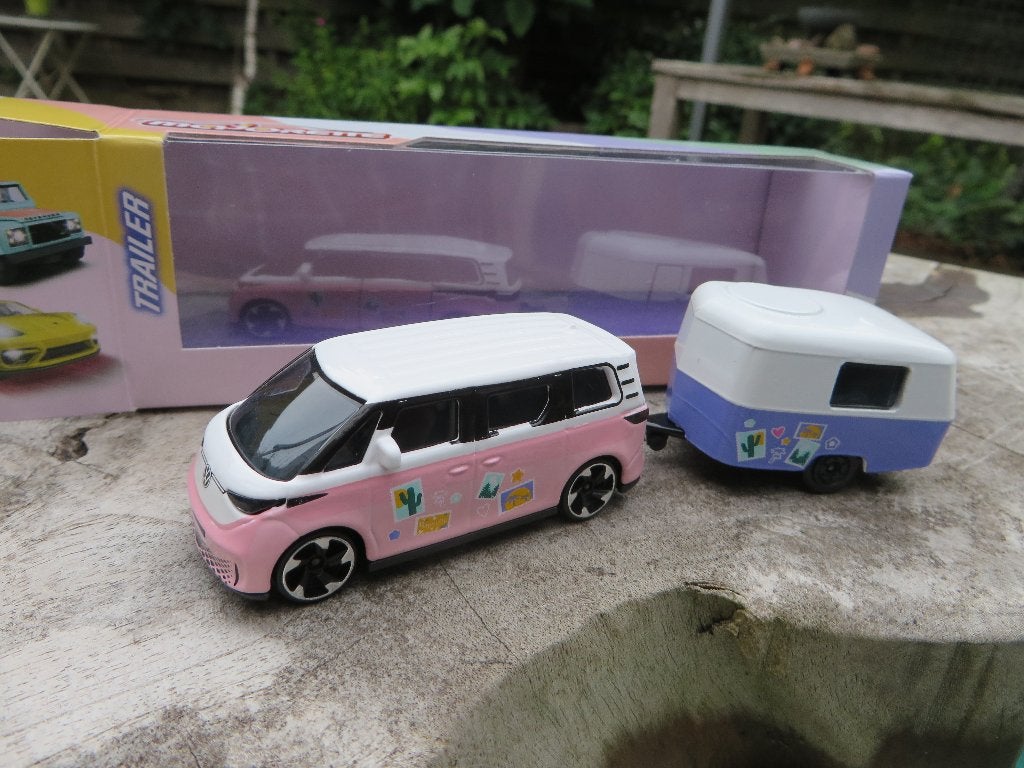 Majorette Volkswagen ID Buzz met Eriba Puck Caravan, Ophalen of Verzenden, Nieuw, Auto