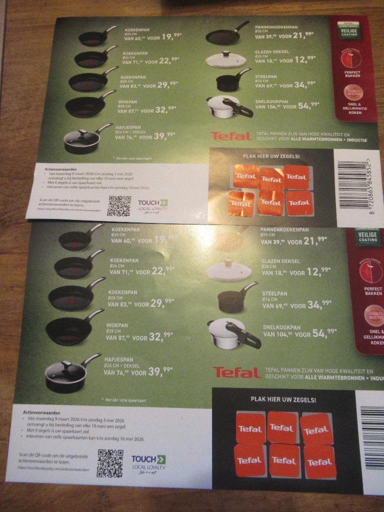 ah TEFAL everblack KERAMISCHE PANNEN spaaractie kaarten, Huis en Inrichting, Overige materialen, Nieuw, Ophalen of Verzenden, Keramische plaat