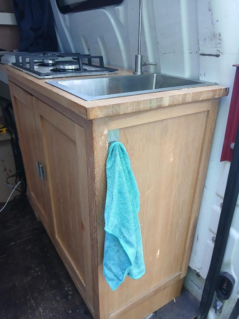 kookplaat gas 2 pits met spoelbak kraan met kast camper van, Witgoed en Apparatuur, Kookplaten, Ophalen of Verzenden, Inbouw, Gas