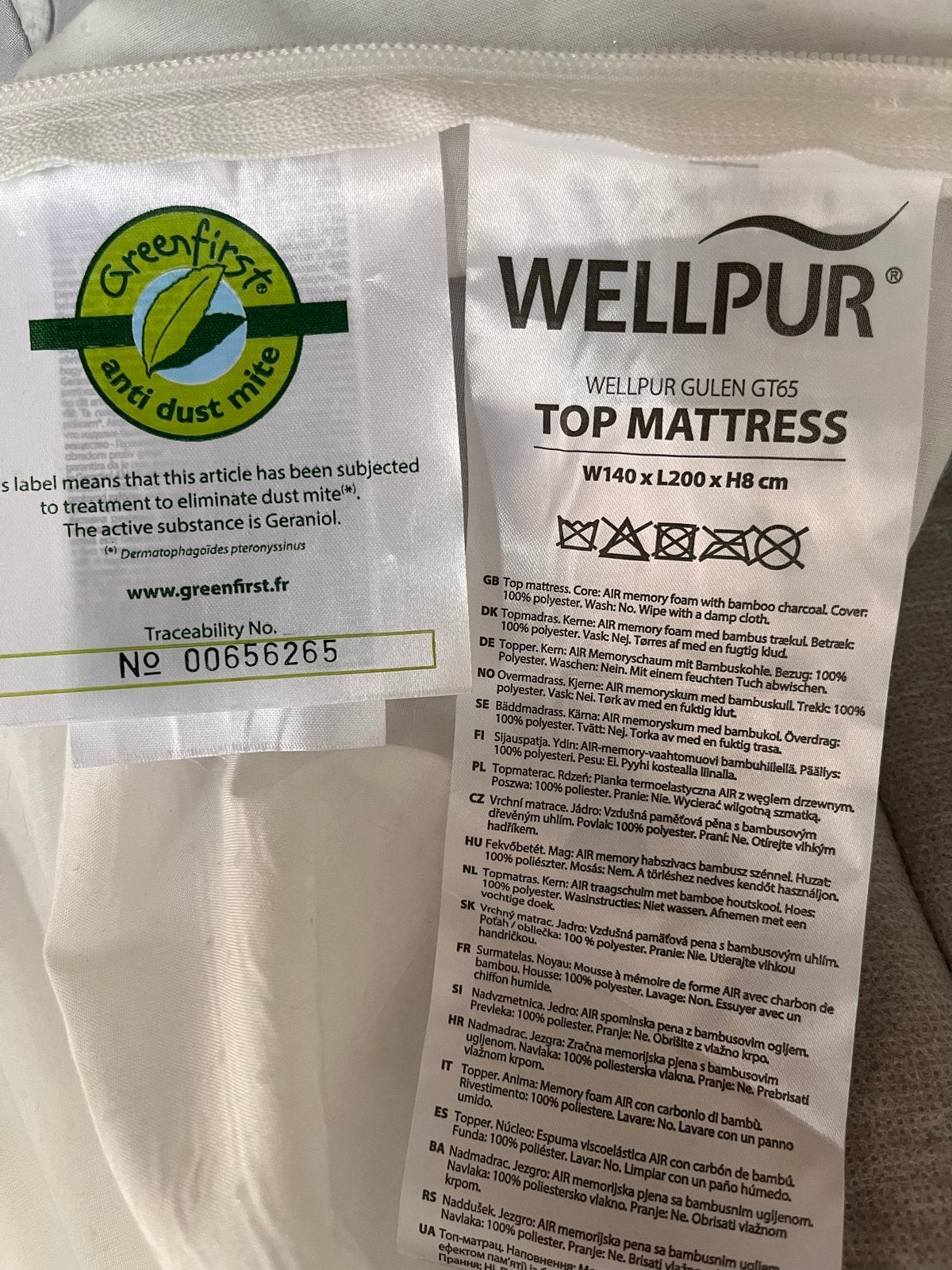 Wellpur Gulen GT65 Topmatras 140x200 cm, Ophalen, Tweepersoons, 140 cm, Zo goed als nieuw