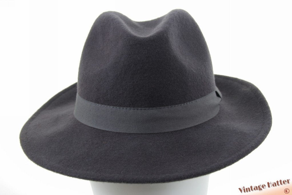 Vintage Dames gleufhoed FineFeltHats donker grijs wol 57-58, 56 of 57 cm (M, 7 of 7⅛ inch), Hoed, Ophalen of Verzenden, Zo goed als nieuw