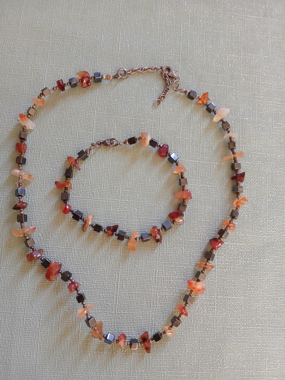 Vintage ketting en armband edelsteen, Ophalen of Verzenden, Zo goed als nieuw, Steen of Mineraal