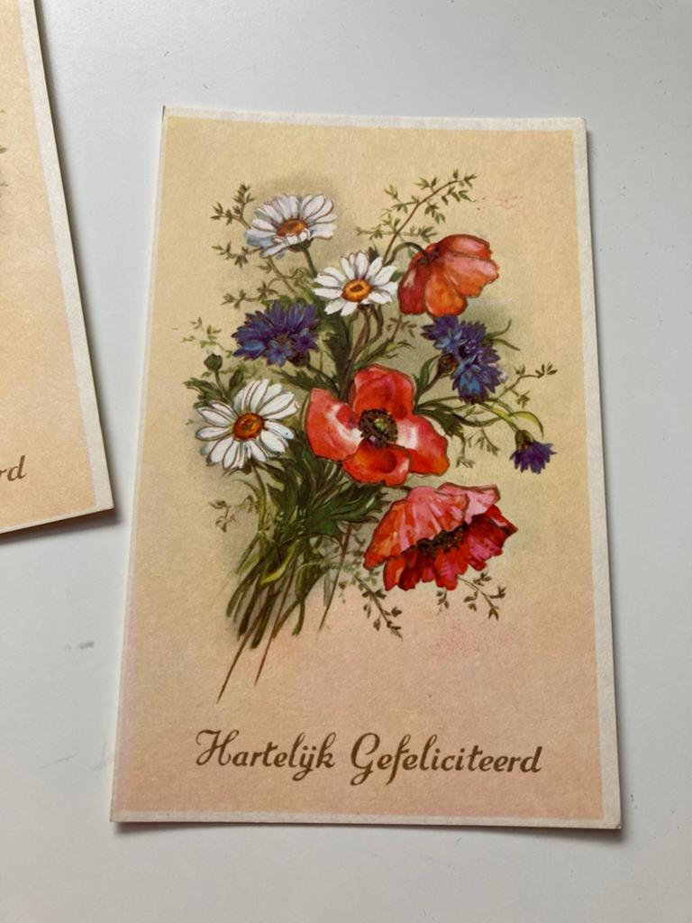 5x Vintage bloemen - veldboeket kaartjes, Ophalen of Verzenden, Nieuw