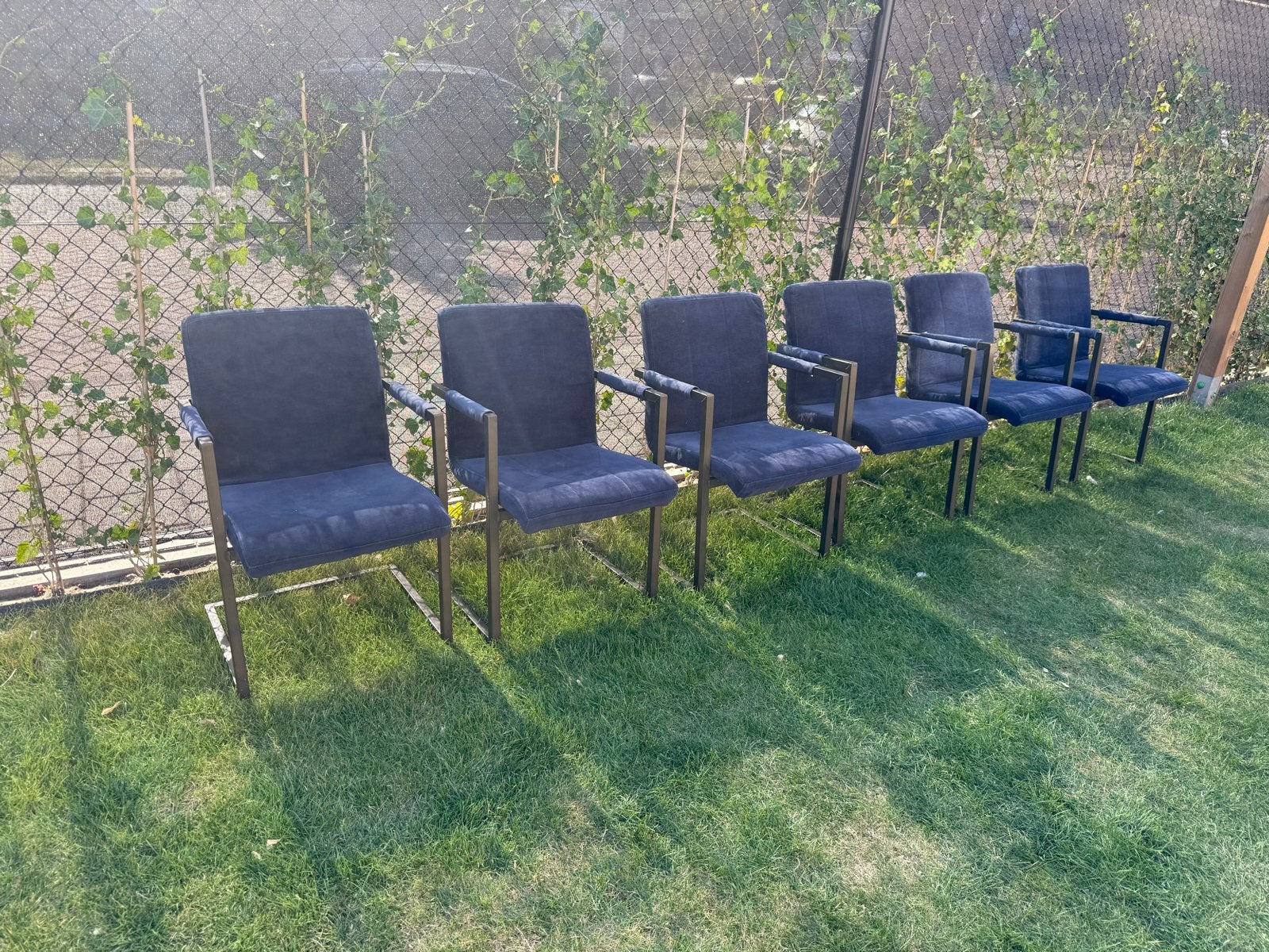 Dimehouse Industriële eetkamerstoelen Jackson donkerblauw, Huis en Inrichting, Stoelen, Ophalen, Blauw, Zo goed als nieuw, Stof
