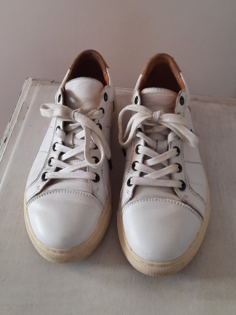 Vintage leren sneakers Fred de la Bretoniere, Ophalen, Fred de la Bretoniere, Wit, Sneakers of Gympen