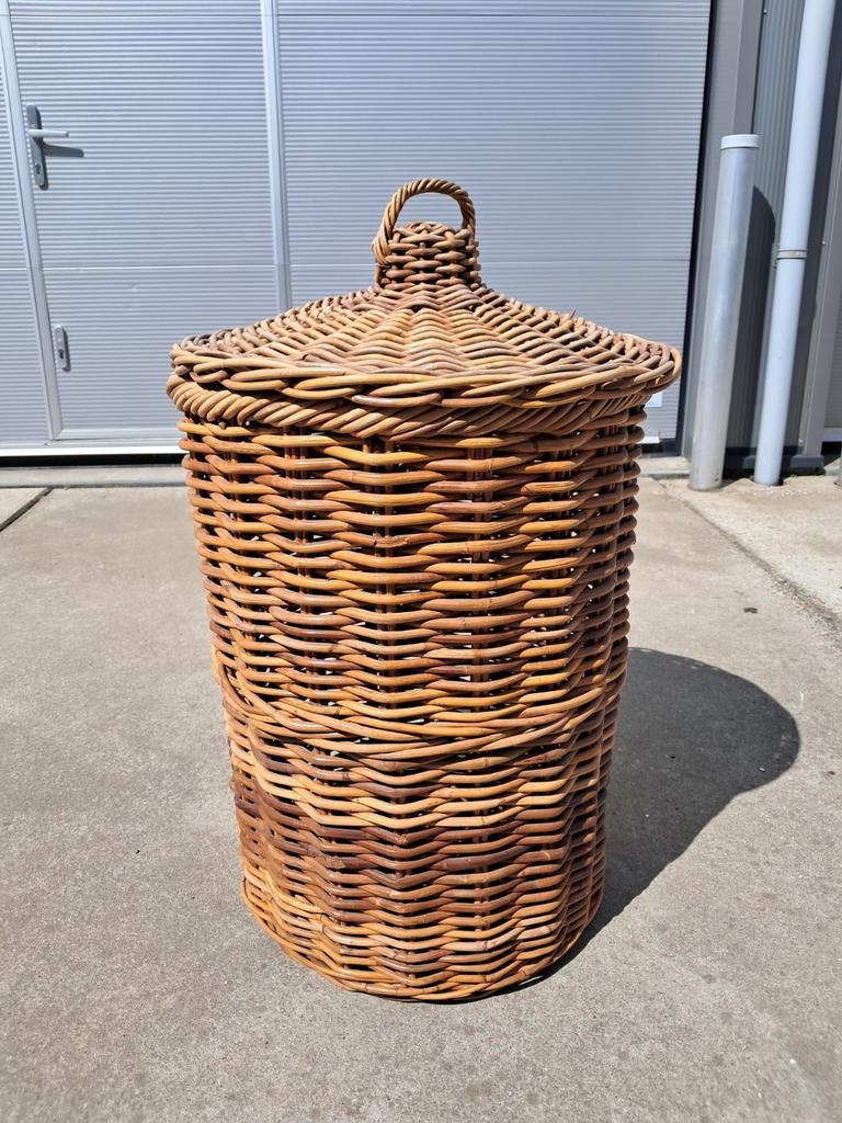 Wasmand, riet, groot met deksel, 75 cm, Ophalen, Rechthoekig, Riet