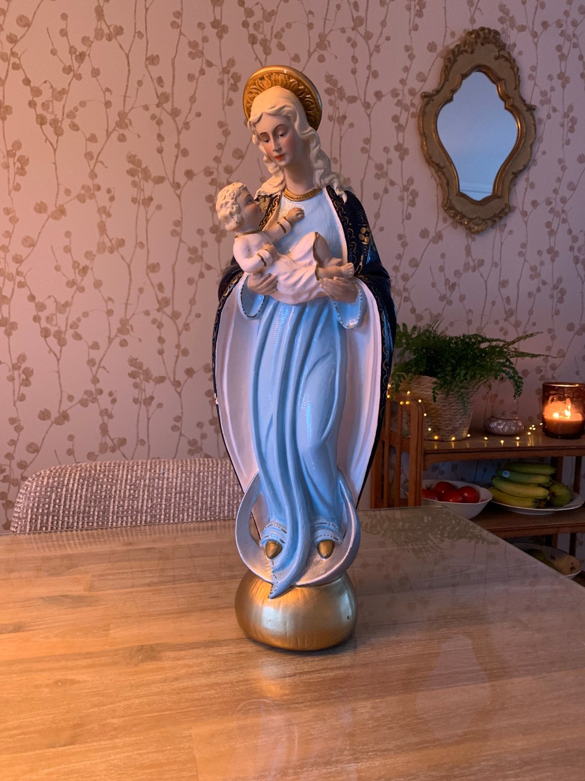 Schitterend Sfeervol Mariabeeld met Kindje Jezus., Antiek en Kunst, Ophalen