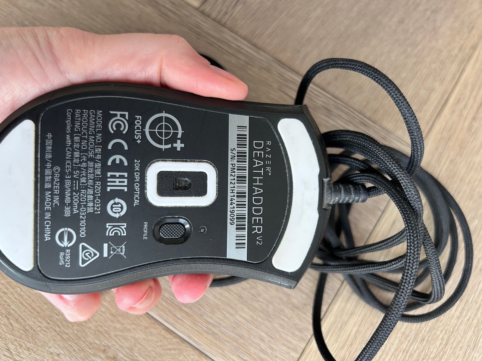 Razer DeathAdder V2 Gaming Muis - Bedraad, Computers en Software, Muizen, Rechtshandig, Muis, Gebruikt, Gaming muis