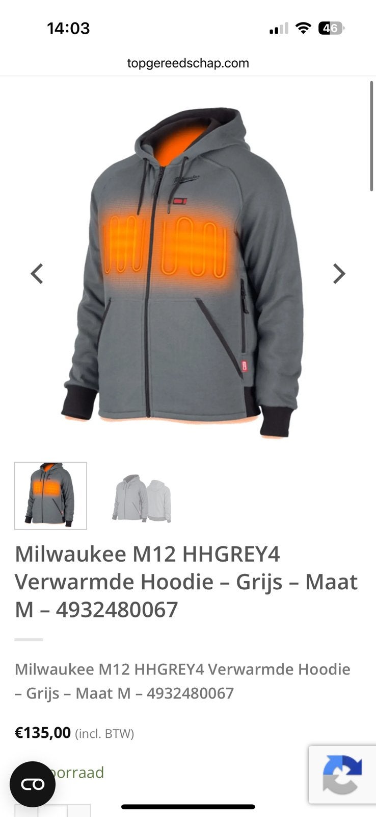 Milwaukee M12 HHGREY4 Verwarmde– Grijs – Maat M, Ophalen, Nieuw, Broek