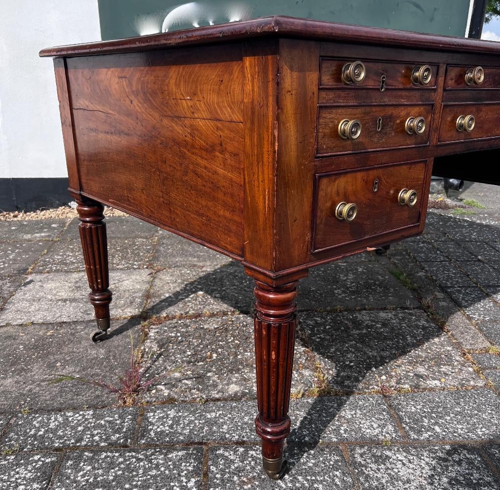 antiek Engels mahonie partnerdesk, 2 pers. buro, 150x90 cm, Ophalen of Verzenden