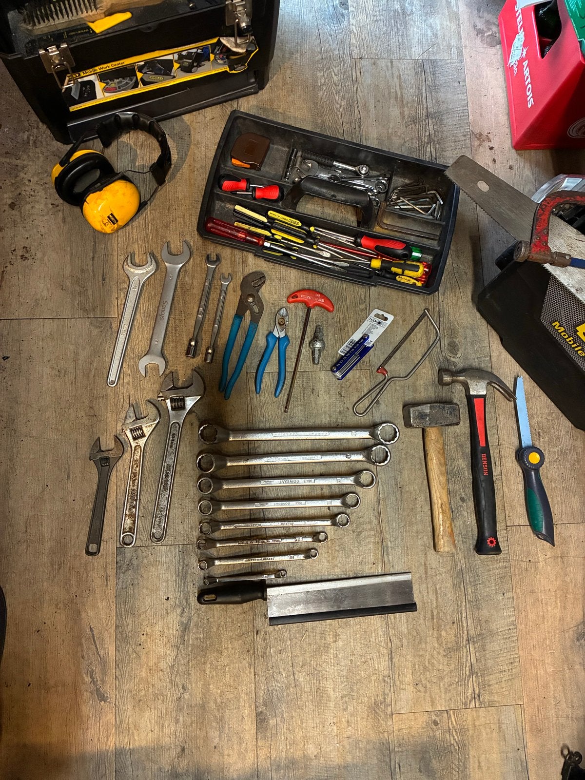 Grote gereedschapscollectie met Stanley Mobile Work Center, Doe-het-zelf en Verbouw, Ophalen, Gebruikt, Sleutel/ratel, Stanley