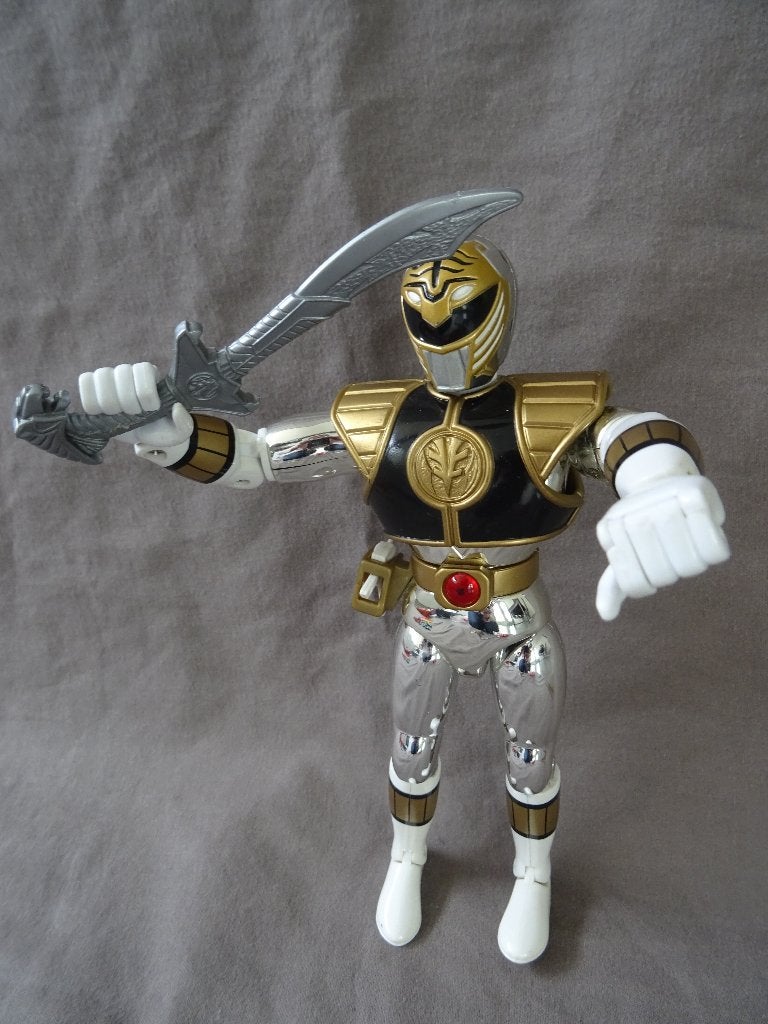 Vintage Bandai power rangers zilver / wit MMPR actiefiguur, Ophalen of Verzenden, Zo goed als nieuw
