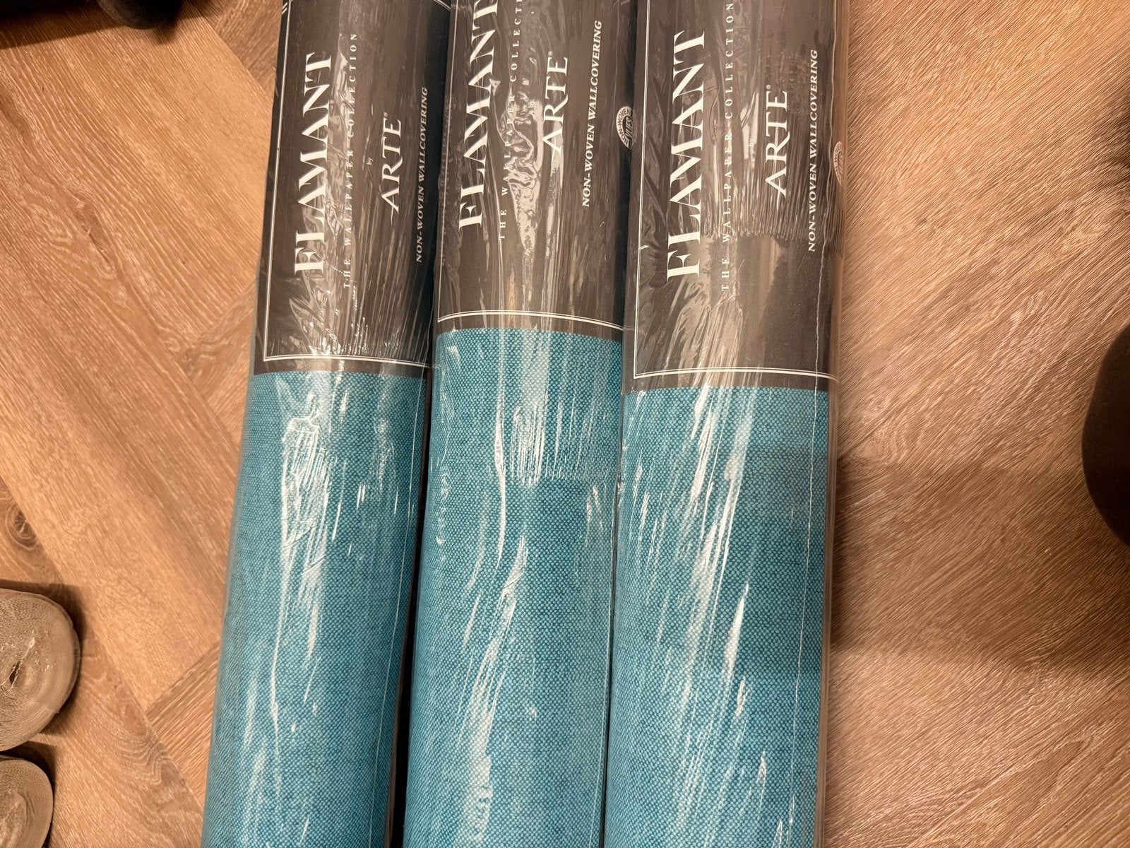 3 rollen Flamant Caractère behang Lin Curacao 78023 Arte, Huis en Inrichting, Ophalen of Verzenden, 25 tot 50 m², Blauw