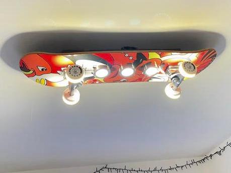 Unieke Skateboard Plafondlamp - Stoere Verlichting, Ophalen of Verzenden, Gebruikt, Hout