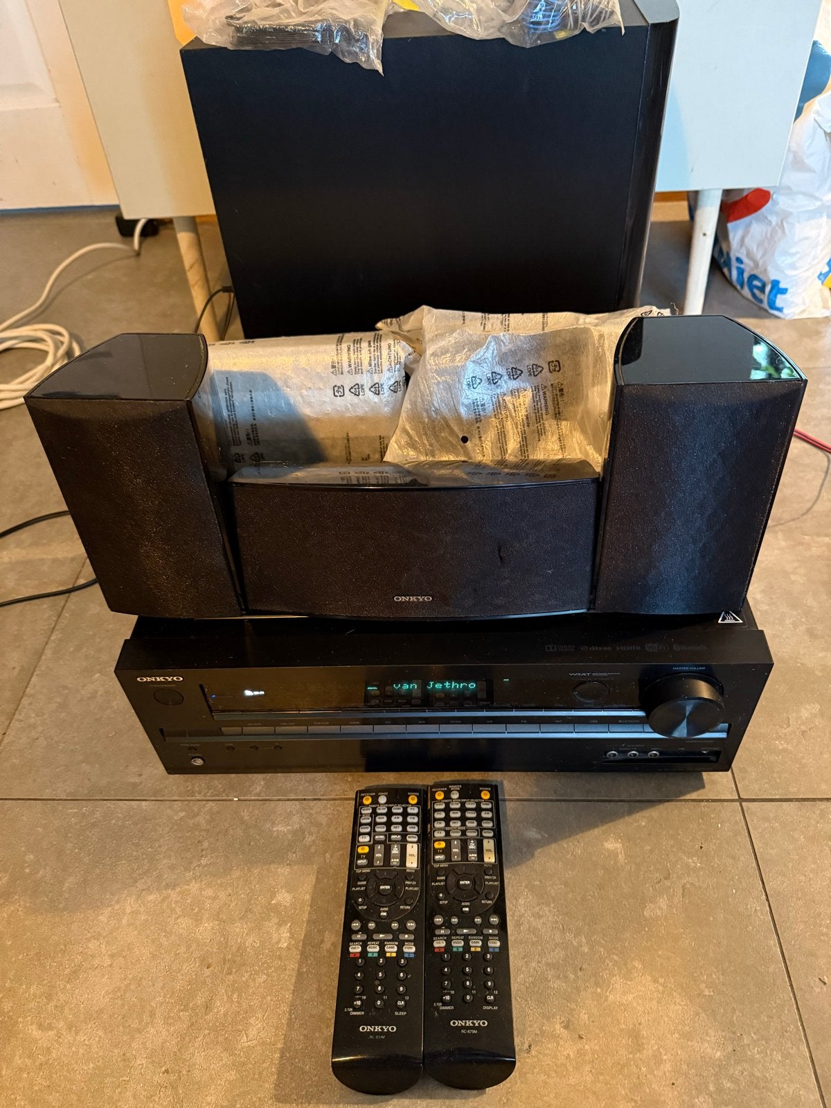 Onkyo AV Receiver TX-NR535 met 5.1 speakerset en subwoofer, Gebruikt, Losse componenten, Speakers, Ophalen