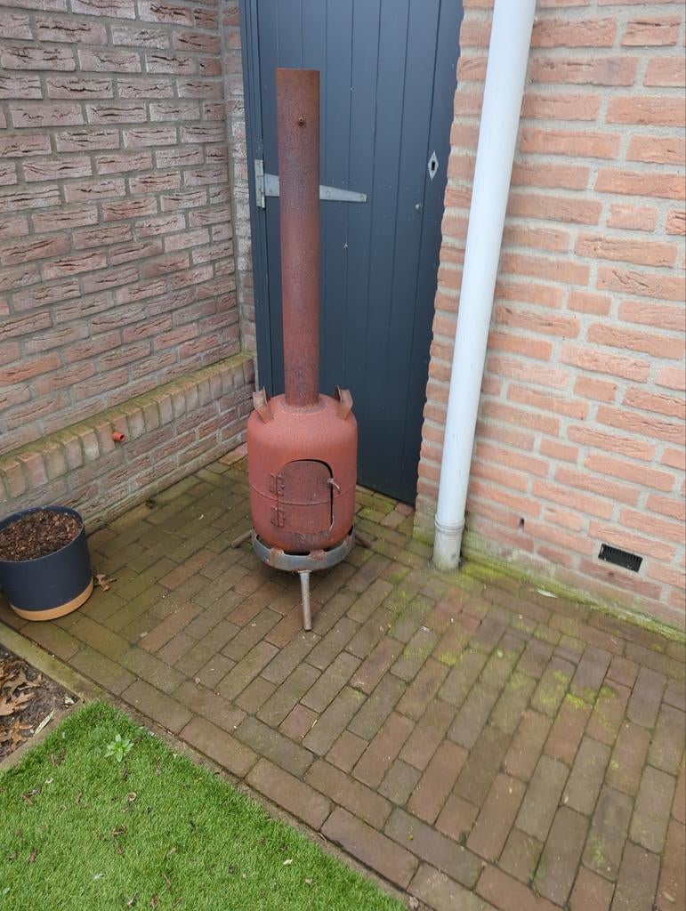 Robuuste tuinhaard / buitenkachel van gasfles, Ophalen of Verzenden, Gebruikt