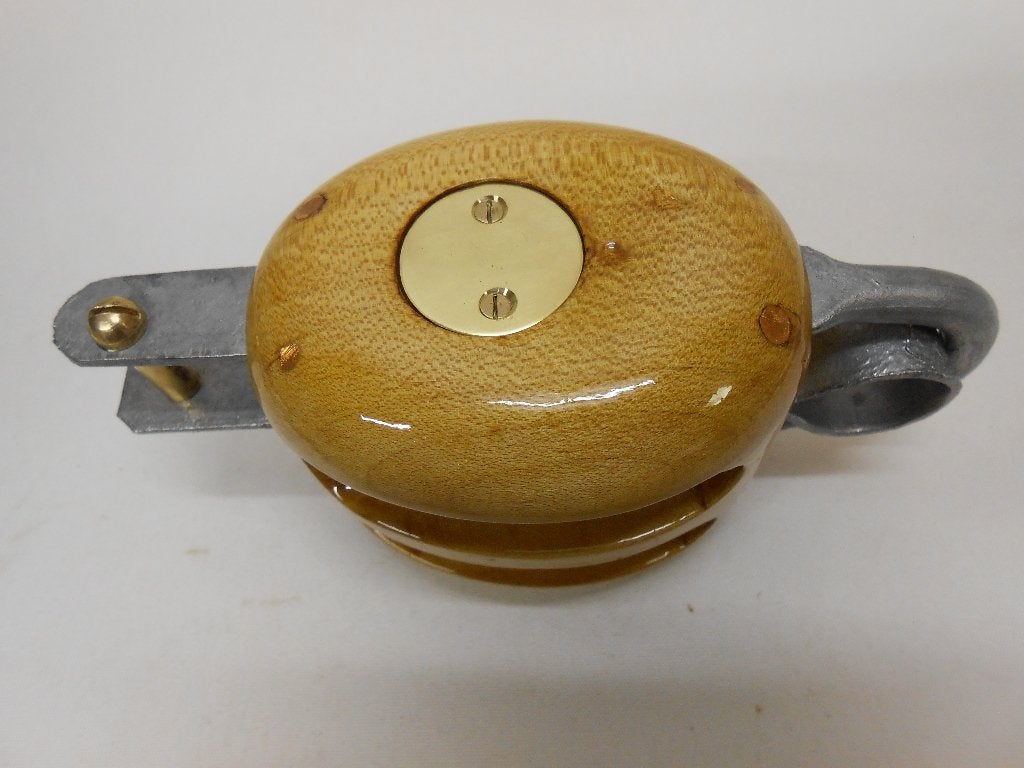 Houten Blok / Katrol, dubbelschijfs + hondsvot, 12 mm, 2 st, Ophalen of Verzenden, Nieuw, Lijn of Blok