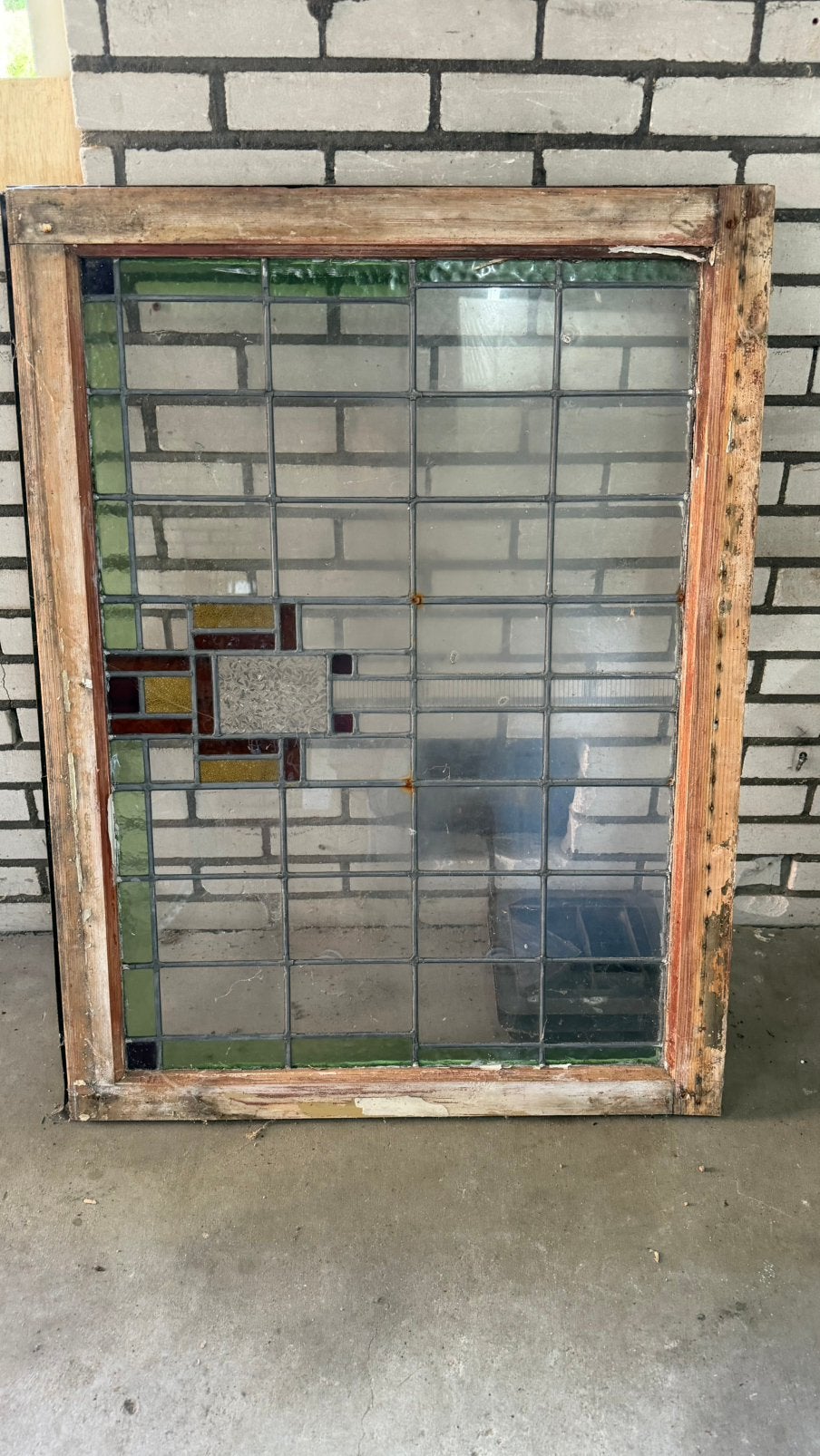 Groot glas in Lood raam (opknapper), Doe-het-zelf en Verbouw, Kozijnen en Schuifpuien, Raamkozijn, Zo goed als nieuw, Hout, Ophalen