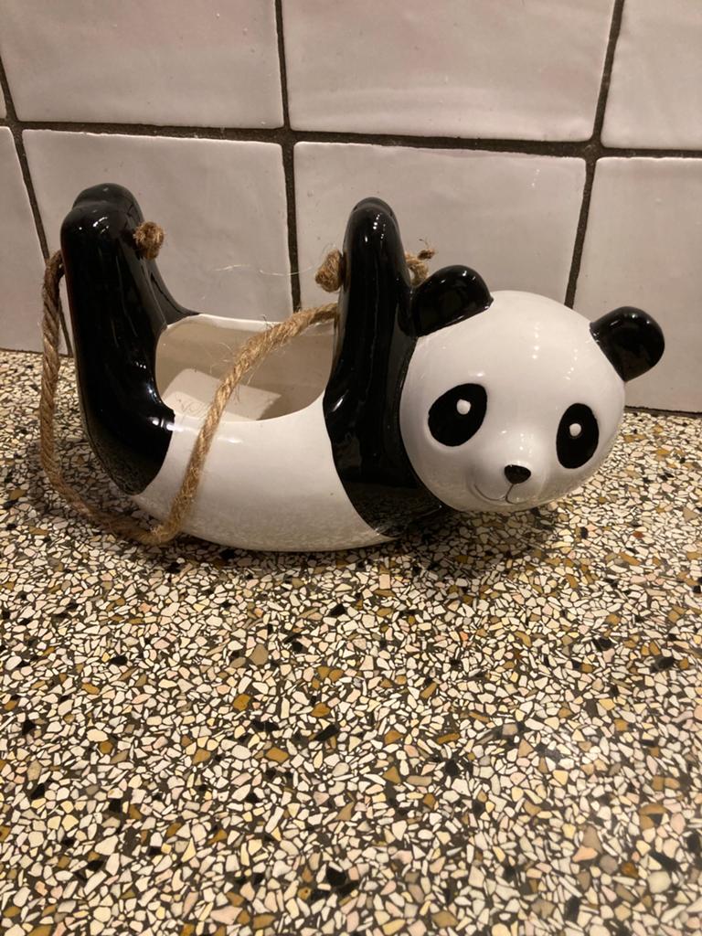 Hang bloempot panda, Rond, Ophalen of Verzenden, Aardewerk, Minder dan 40 cm