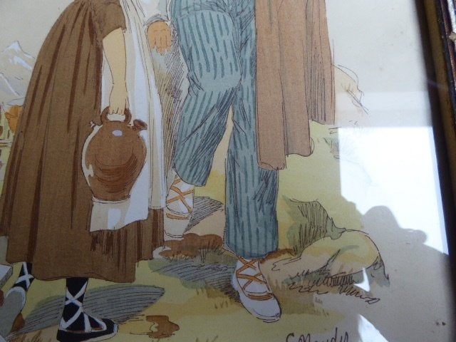 2 waterverfschilderijen, E. Maudy (1), Ophalen of Verzenden