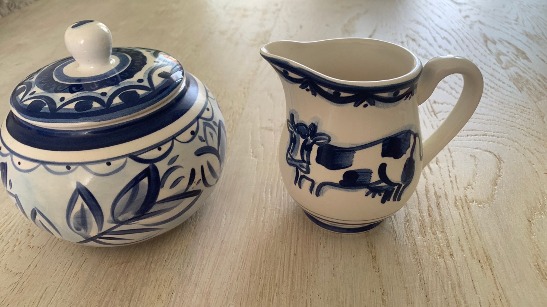 Blauw blond melkkannetje en suikerpot met deksel, Blond Amsterdam, Overige typen, Ophalen of Verzenden, Zo goed als nieuw