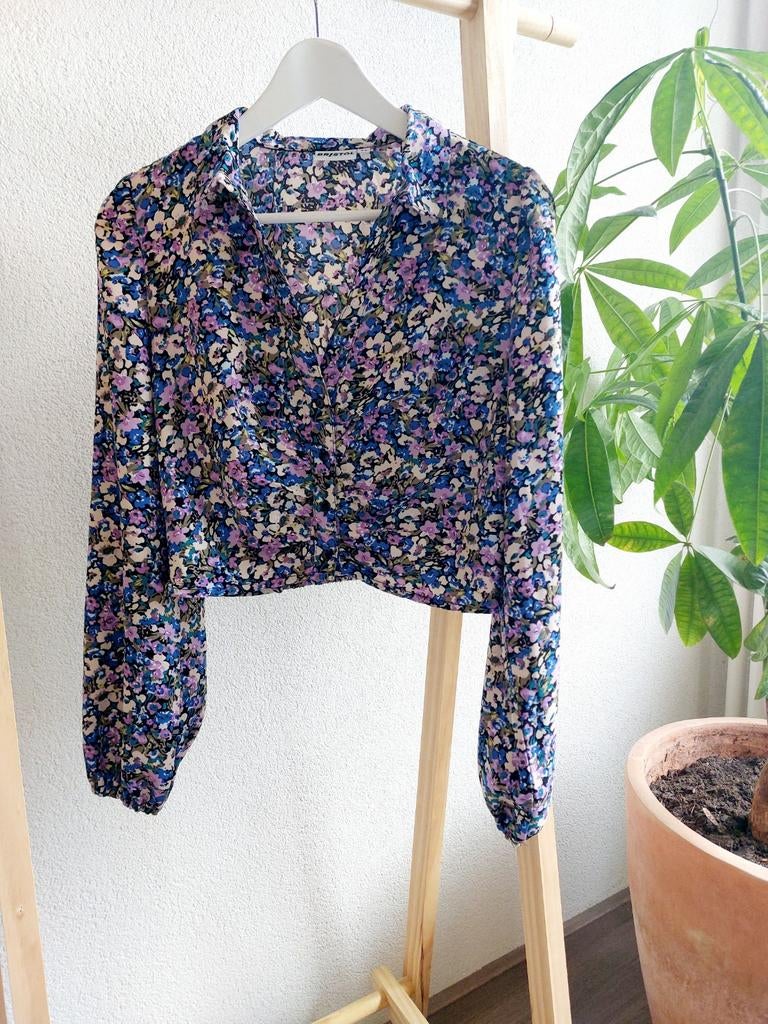 Bristol Bloemenprint Cropped Blouse Maat 38, Maat 38/40 (M), Blauw, Ophalen of Verzenden, Zo goed als nieuw