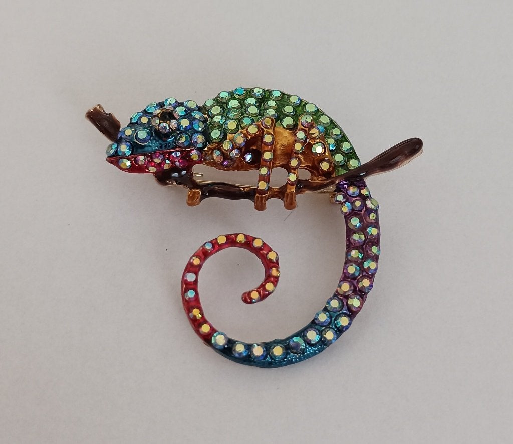 Kameleon broche, Sieraden, Tassen en Uiterlijk, Overige materialen, 4 tot 7 cm, Overige kleuren, Nieuw