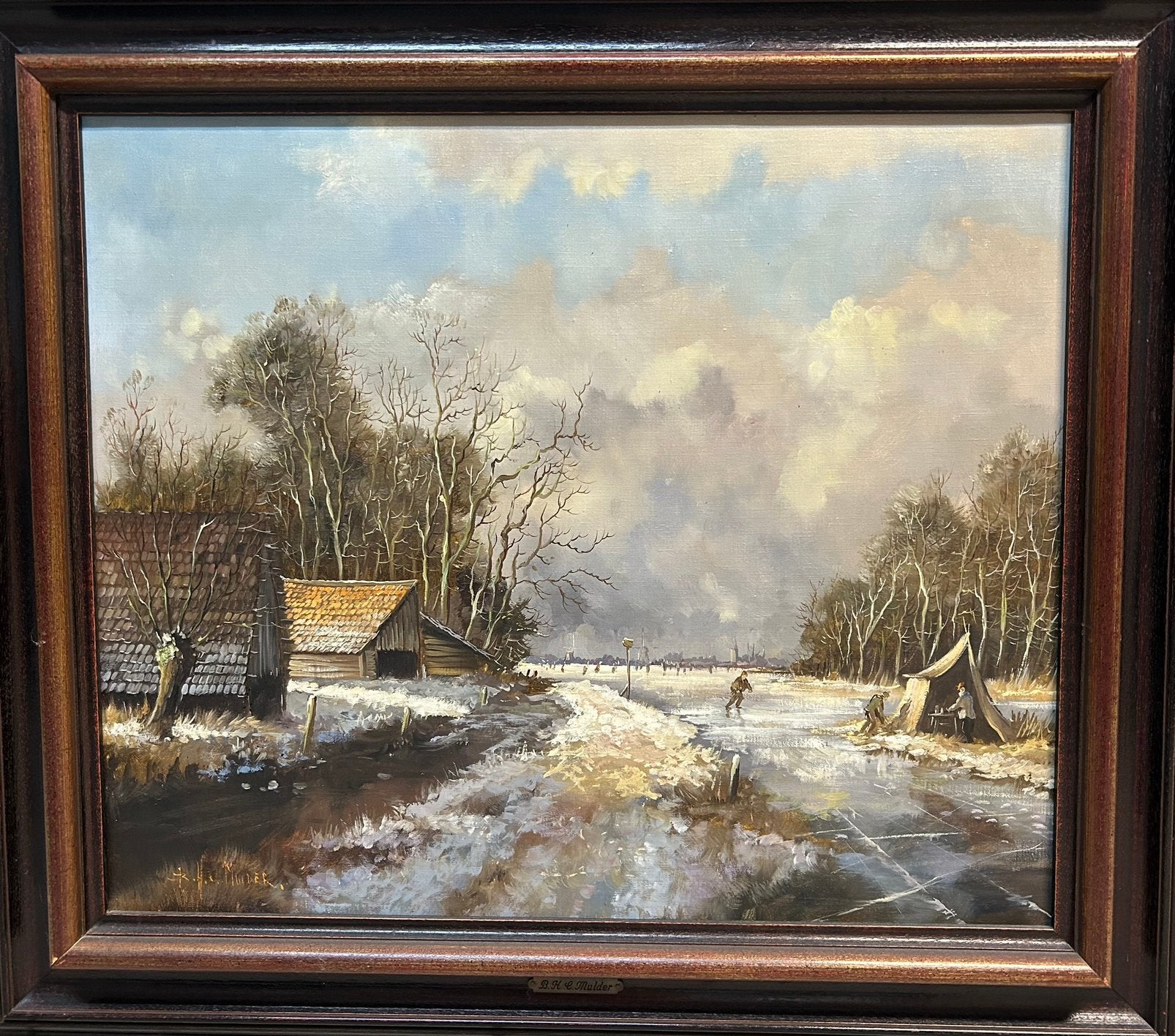 Winterlandschap, Ophalen, Doek, Landschap, Olieverf