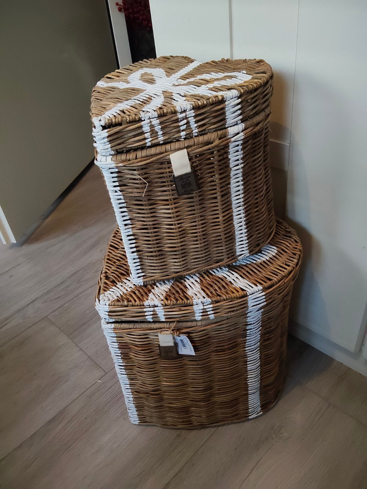 Riviera Maison rattan manden hart, Huis en Inrichting, Met deksel, Mand, Ophalen of Verzenden, Zo goed als nieuw