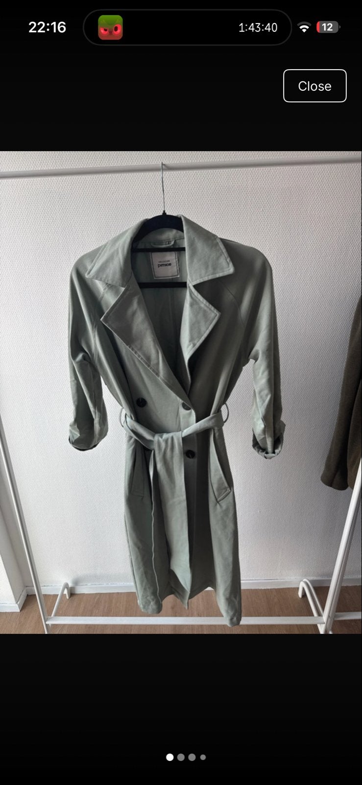 Stijlvolle Groene Trenchcoat met Ceintuur, Kleding | Dames, Ophalen of Verzenden, Zo goed als nieuw, Maat 38/40 (M), Groen