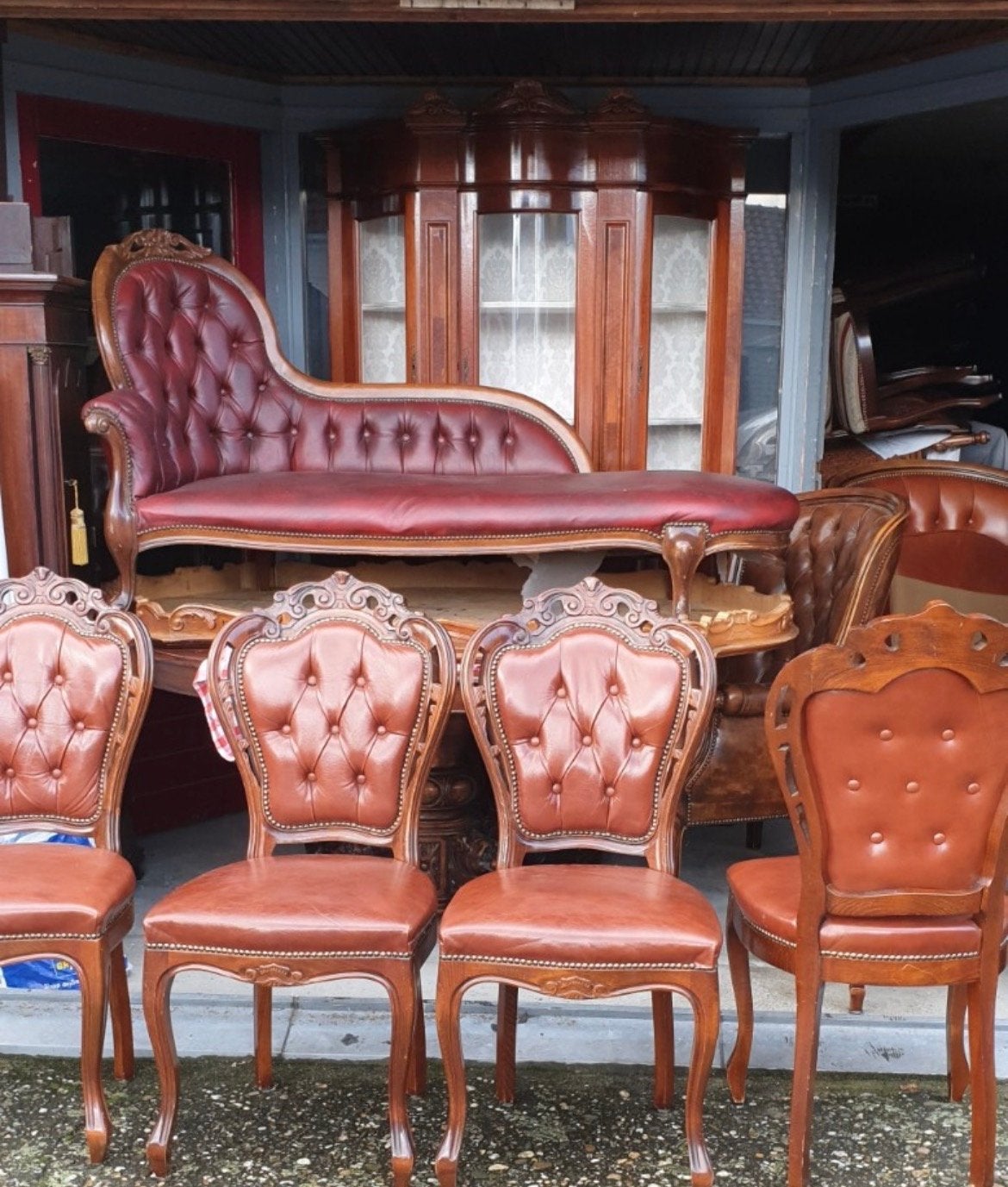 Barok eetkamerstoelen van leer, Antiek en Kunst, Antiek | Meubels | Stoelen en Banken, Ophalen of Verzenden