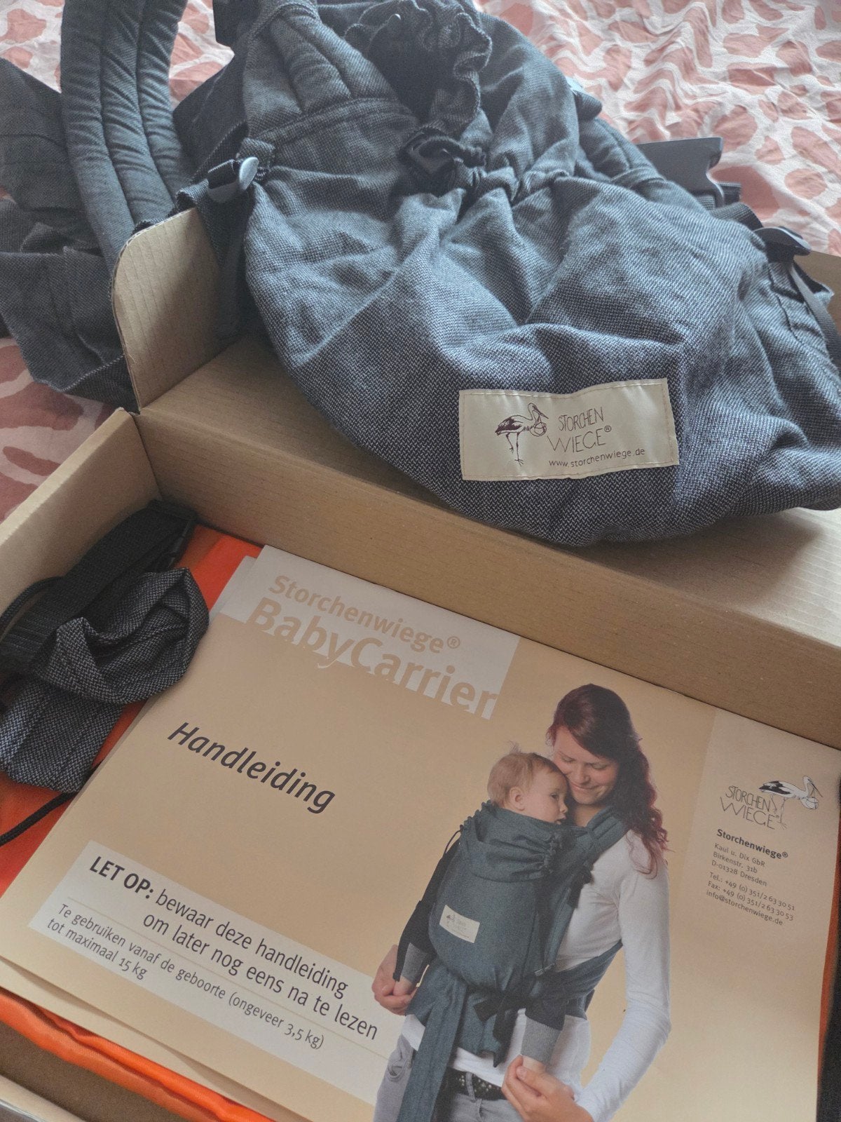 StorchenWiege BabyCarrier Draagzak, Buik of Rug, Zo goed als nieuw, Draagzak, Ophalen