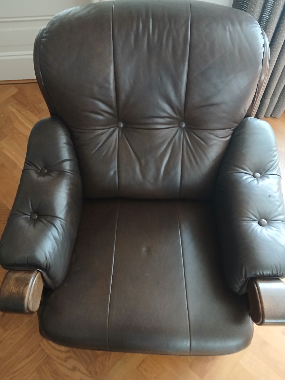 Eiken lederen fauteuil Roskam Royal, Ophalen, Zo goed als nieuw, 75 tot 100 cm, Leer