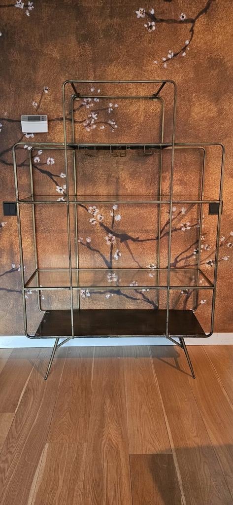 BePureHome Wijnkast Cheers, kleur Antique Brass wandkast, Ophalen, 25 tot 50 cm, Metaal, Minder dan 150 cm