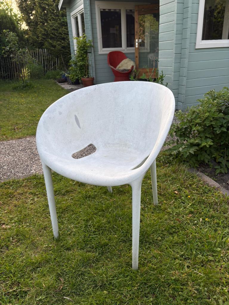 6 Soft Egg Stoelen Starck, Tuin en Terras, Tuinstoelen, Ophalen, Zo goed als nieuw, Kunststof