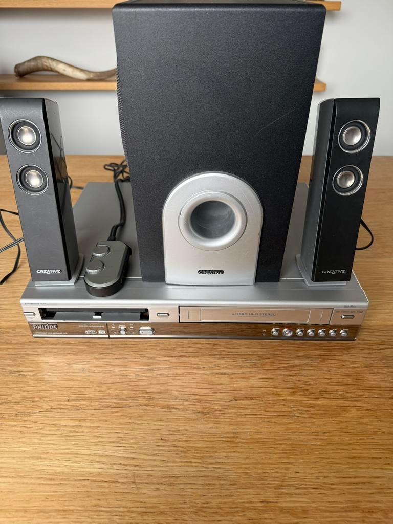 PHILIPS CD -DVD - VIDEO SPELER MET CREATIVE GELUID SET ++, Ophalen of Verzenden, Zo goed als nieuw, Philips