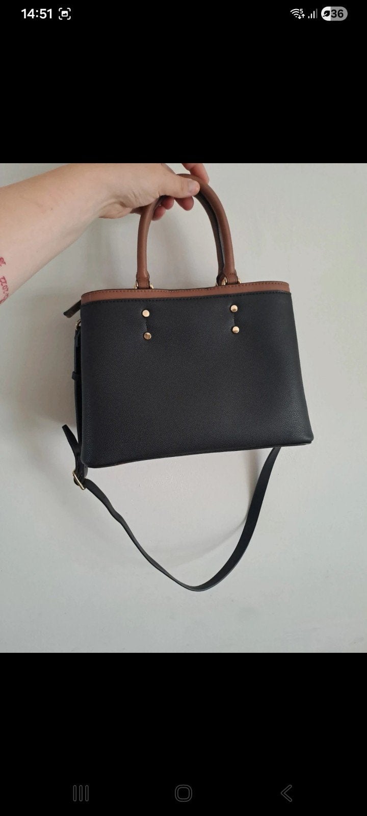 Parfois Handtas Zwart/Bruin met Afneembare Schouderband, Sieraden, Tassen en Uiterlijk, Tassen | Damestassen, Verzenden, Zo goed als nieuw