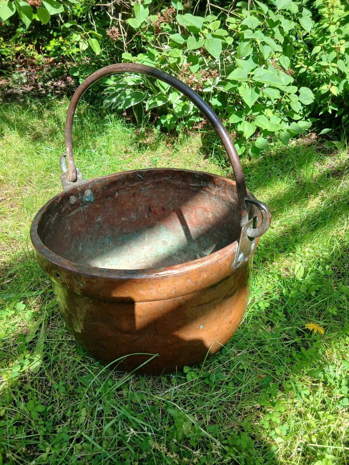Antieke Koperen Ketel met Handvat - 40 cm Diameter, Ophalen of Verzenden, Koper