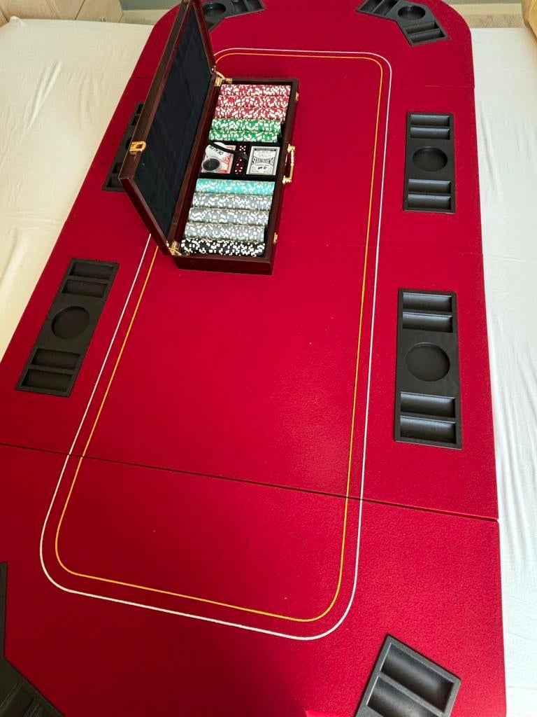 Pokertafel met fiches en accessoires, Vijf spelers of meer, Ophalen of Verzenden, Zo goed als nieuw